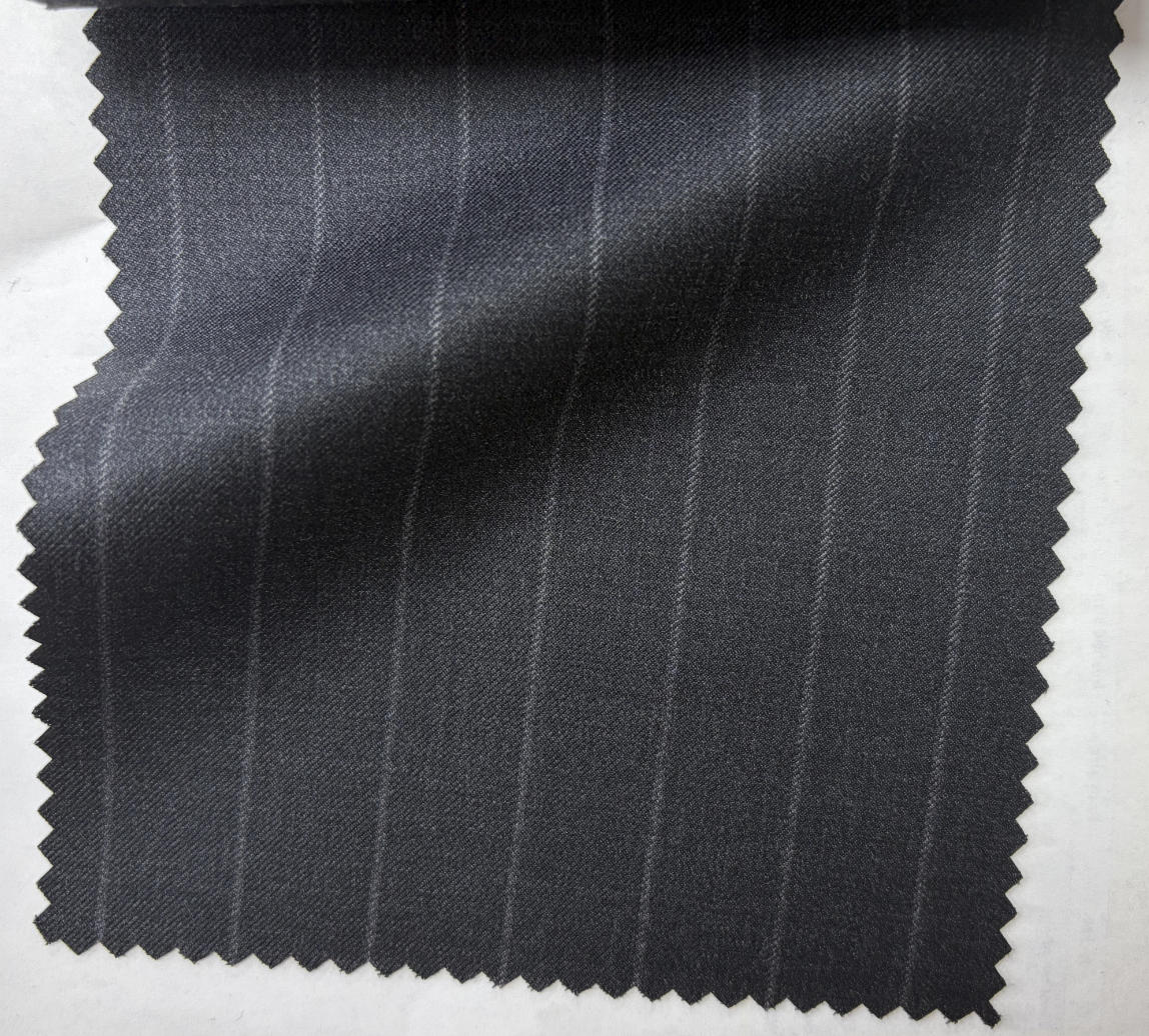 TUANMAX Men's Grey Pinstripe Single-Breasted Tailored Suit