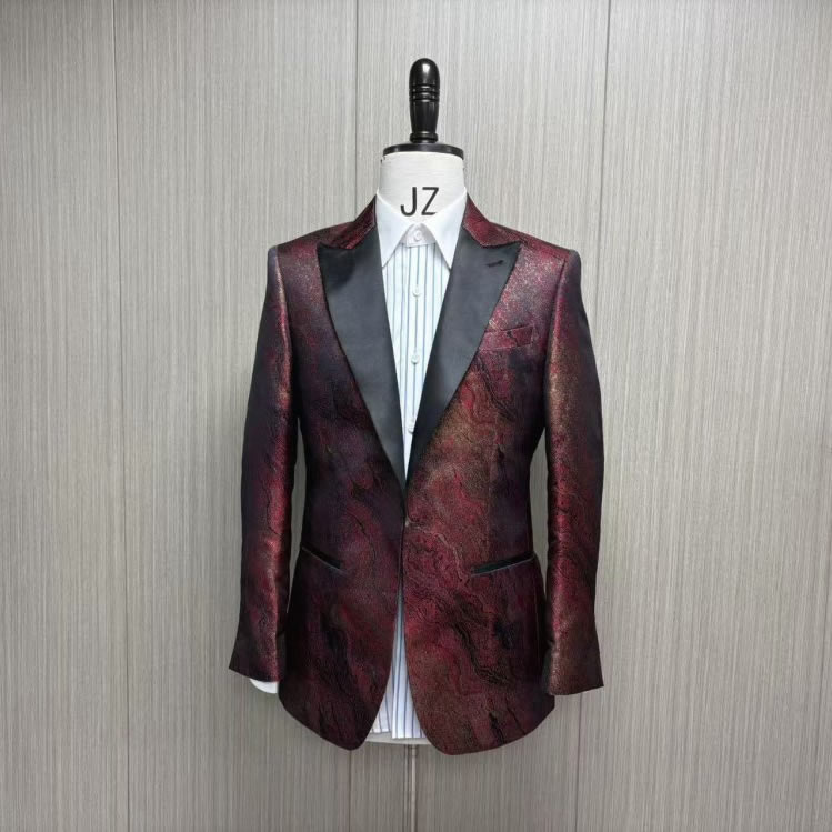 TUANMAX Custom Burgundy Brocade Tuxedo  | Men’s Formal Evening Suits