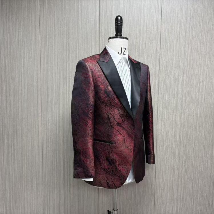 TUANMAX Custom Burgundy Brocade Tuxedo  | Men’s Formal Evening Suits