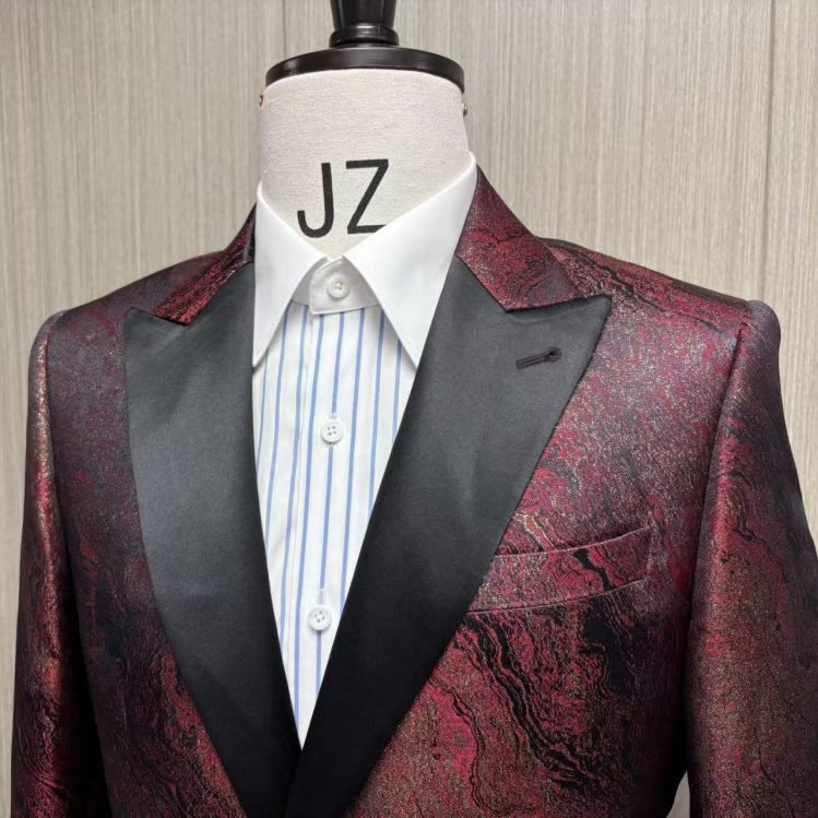 TUANMAX Custom Burgundy Brocade Tuxedo  | Men’s Formal Evening Suits