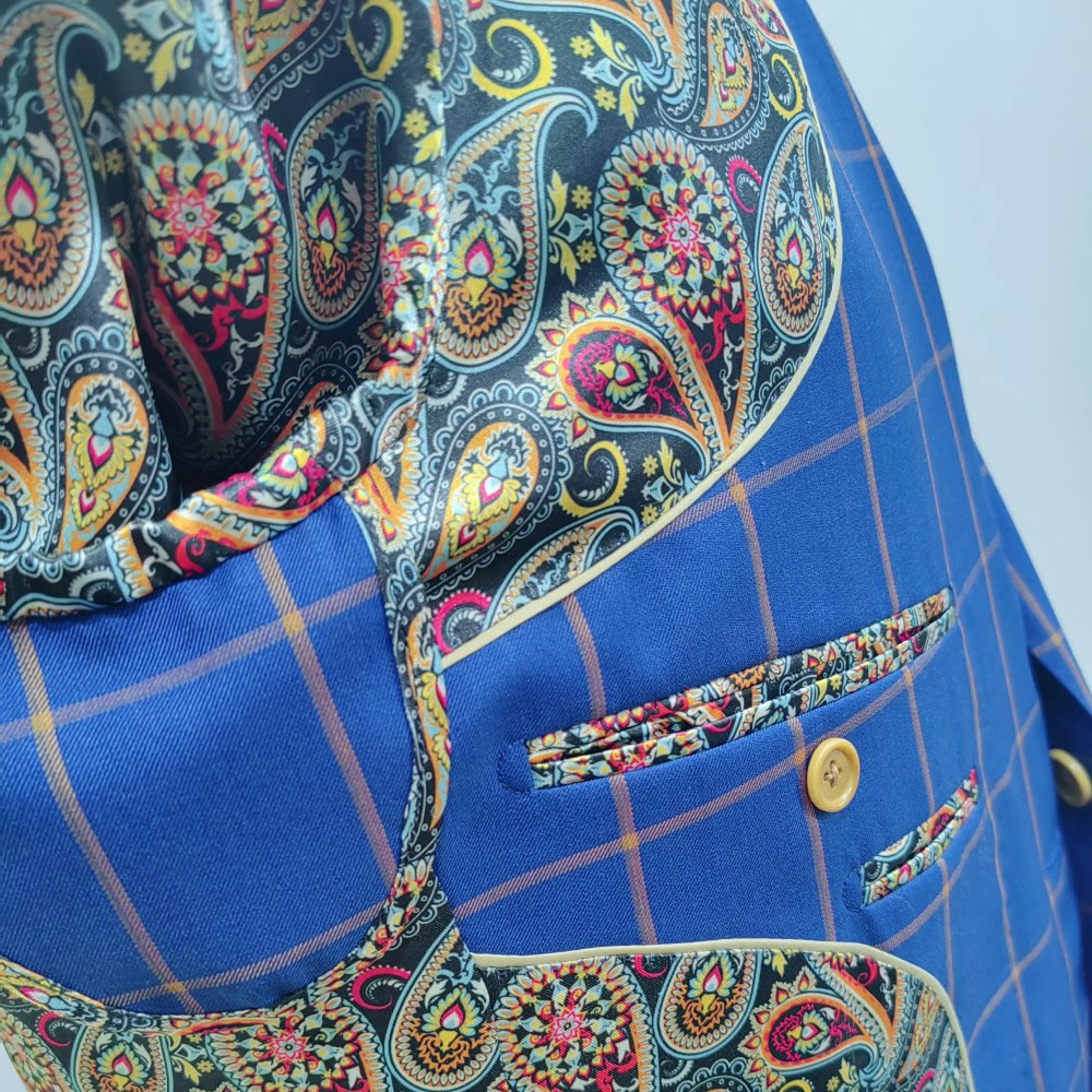 TUANMAX Custom Royal Blue Windowpane Check Suit | Men’s Tailored Suit Jacket