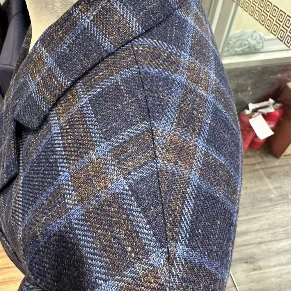 TUANMAX Custom Navy Plaid Suit for Men | Tailored Check Suit