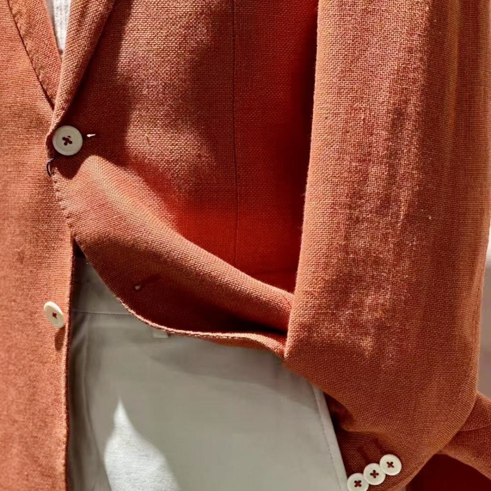 TUANMAX Custom Rust Linen Suit for Men | Tailored Summer Suit Jacket