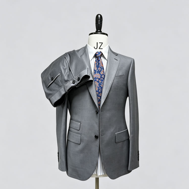 TUANMAX Men's Medium Gray Single-Breasted Business Wool Suit