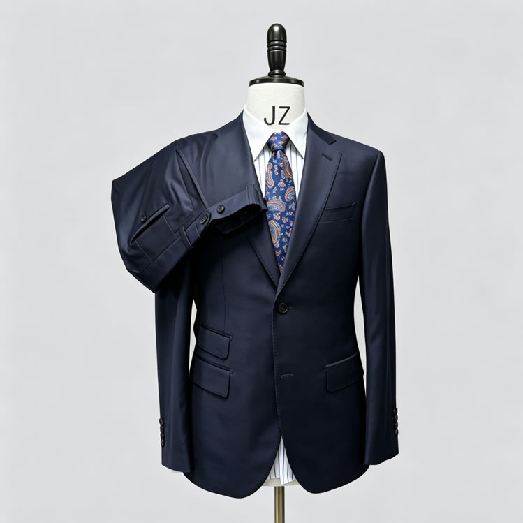 TUANMAX Men’s Navy Blue Single-Breasted Tailored Suit