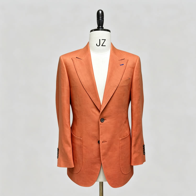 TUANMAX Men Orange Linen Custom Blazer | Tailored suits