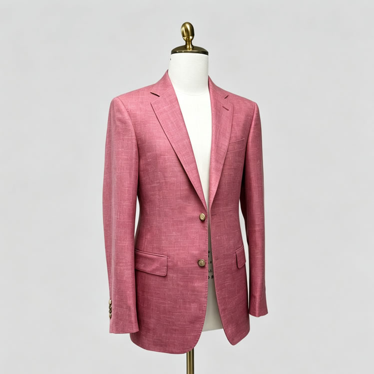 TUANMAX Men's Pink Textured Wool-Blend Tailored Blazer | Custom Jacket