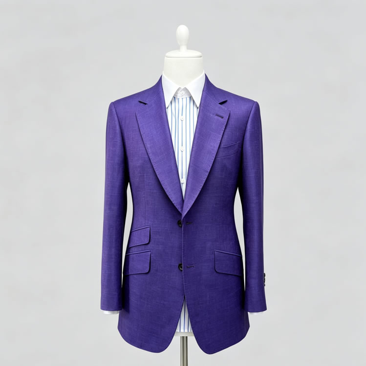 TUANMAX Men Purple Wool Linen Custom Blazer | Tailored suits